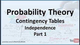 Probability Theory Contingency Tables  Independence  Part 1 [upl. by Zetnahs525]