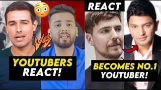 YouTubers Reacts to Dhruv Rathee Vs Elvish Yadav Controversy😨 MrBeast Beats TSeries Reacts [upl. by Joletta]