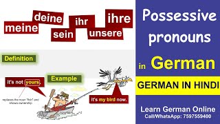 Possessive Pronouns  German Grammar in Hindi  German For Beginners  A1  Possesiv Articles  2021 [upl. by Nomis]