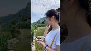 腊肉米饭。山里姑娘 大山里的原生态 大山深处自然美山清水秀好风光 [upl. by Eanil]