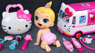 96 Minutes Hello Kitty Ambulance ASMR Satisfying Unboxing Doctor Play Set  Tina Unboxing Toys [upl. by Boswall]