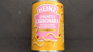 Heinz SPAGHETTI CARBONARA  £2  400g  Canned  Tinned Ready Meal Review [upl. by Verneuil786]