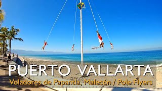 Voladores de Papantla Malecon Puerto Vallarta Jalisco Mexico  Papantla Bird Men Pole Flyers [upl. by Umberto529]