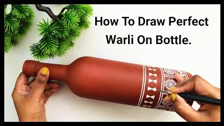 How To Draw A Perfect Warli Design On Bottle  DIY Warli Bottle Art Painting [upl. by Dierolf]