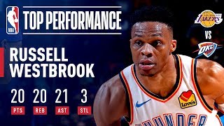 Russell Westbrook Becomes 2ndEVER To Post 20p20a20r In A Game  April 2 2019 [upl. by Jacquetta]