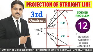 PROJECTION OF STRAIGHT LINE IN ENGINEERING DRAWING IN HINDI SOLVED PROBLEM 12 TIKLESACADEMY [upl. by Sebastien]