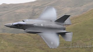 USAF F35 four ship hitting the Mach Loop Low Level Wales [upl. by Gherardo]