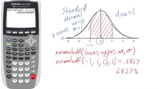 Normal Distribution with the normalcdf Function on a TI 83 84 HD [upl. by Eceinal]