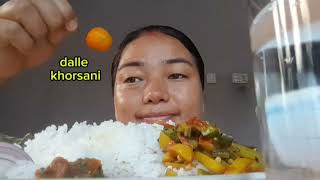 Simple Nepali Dal bhaat tarkari eating  Nepali Mukbang  Eating Show food mukbang nishalamarai [upl. by Anertak]