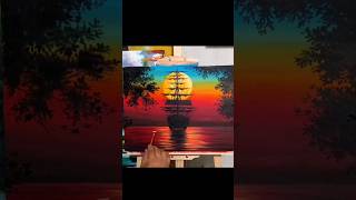 howtopaint  beautifulseascape easyacrylicpainting silhouettes horizon short trending [upl. by Ennaj96]