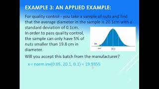 A quality control applied example using NORMDIST and NORMINV [upl. by Uehttam]