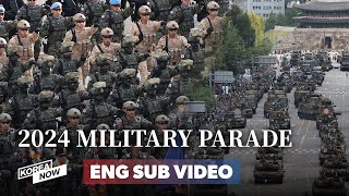 FULL VER  ENG SUB Troops fighting vehicles missiles drones parade through downtown Seoul [upl. by Neeruam]