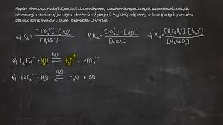 Napisz równania reakcji dysocjacji elektrolitycznej kwasów nieorganicznych na podstawie stałych [upl. by Claudie]