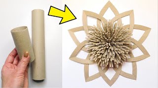 I Always Keep Paper Rolls and Make Decorations ♻️ Easy Wall Flower DIY Idea 🤩 Handmade Paper Craft [upl. by Odlanier438]