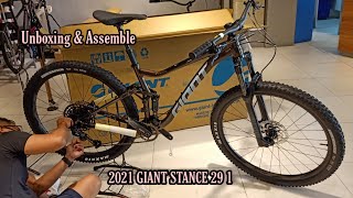 UNBOXING  ASSEMBLE  2021 GIANT STANCE 29 1 ROSEWOOD Medium [upl. by Kenlay]