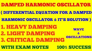 DAMPED HARMONIC OSCILLATOR  HIGHLY DAMPED CRITICALLY DAMPED LIGHTLY DAMPED  WITH EXAM NOTES [upl. by Stig]