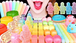 ASMR RAINBOW FOOD CUBE CHEESE ROBOT JELLY PEBBLE CANDY FROZEN WAX CANDY EATING SOUNDS MUKBANG [upl. by Arteid774]