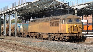 Trains at Chester 191024 Ft 3x Class 56s amp 37405 [upl. by Ynetruoc]