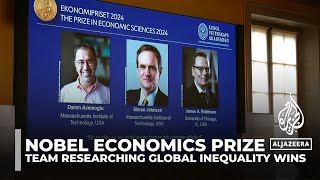 USbased Acemoglu Johnson and Robinson win the 2024 Nobel Economics Prize [upl. by Griffin]