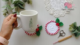 GENIAL y útil idea  POSAVASOS a crochet  de caramelo peppermint 🍭 para navidad 🎄 [upl. by Craven]