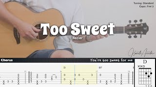 Too Sweet  Hozier  Fingerstyle Guitar  TAB  Chords  Lyrics [upl. by Oenire]