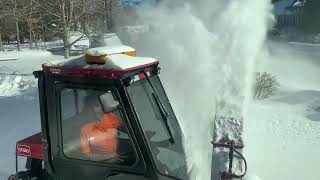 Toro Groundsmaster snow blower blizzard cleanup Snowjoe Ego eater [upl. by Dnumde]