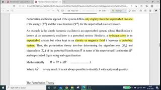 Method of Perturbation Approximation Methods Semester 2 MSc Chemistry MG University Kottayam [upl. by Anazraf623]