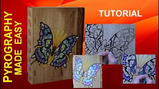 Wood Burning For Beginners  BUTTERFLY BOOK pyrography tutorial [upl. by Trip]