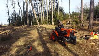 Kubota B6001 naviják v lese 4 winch [upl. by Yral]