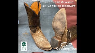 Boot Recraft Lucchese Classic Caiman Resoled with JR leather and treated with Saphir Medaille dOr [upl. by Kania746]