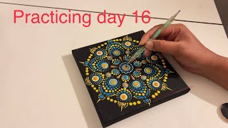 Dot Mandala Art Painting For Beginners  Practice Day 16 [upl. by Anahir]