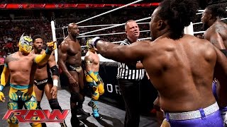 The Prime Time Players amp The Lucha Dragons vs The New Day amp Bo Dallas Raw June 29 2015 [upl. by Alyehc]