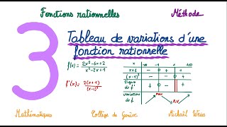 3e  fonctions rationnelles 7  le tableau de variations [upl. by Nnauol116]