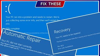 Fix Your PC needs to be repaired Your PC ran into a problem Automatic Repair Windows Wont Boot [upl. by Correna]