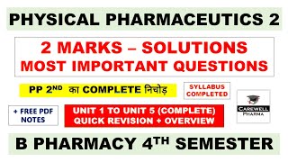 2 Marks Solutions  Physical pharmaceutics 4th semester important questions  Carewell Pharma [upl. by Skerl]