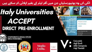 Italy Universities Accept direct pre Enrollment Universitaly Pre enrollment  Italy free education [upl. by Eirret]