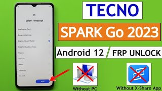 Tecno Spark Go 2023 FRP Bypass Android 12 Update  Tecno BF7 Google Account Bypass Without Pc [upl. by Notreb]