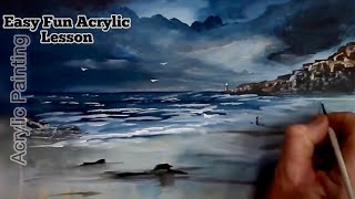 Moody Seascape Acrylic painting [upl. by Merv]