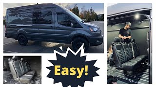 AWD Ford Transit Cargo Adventure Van  SEAT INSTALLATION HOW TO in 7 Steps [upl. by Eixor]