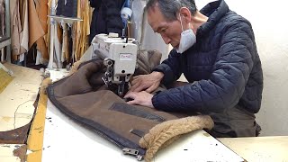 Sheepskin Jacket Making Process Leather Craftsman With 40 Years of Experience in Korea [upl. by Ettenotna]