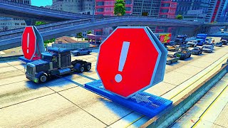 Can GTA V NPCs navigate tricky gate 🤣  Busses trucks and vans [upl. by Janos]