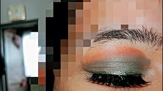 Green eye makeup with green glitter liner🌟 [upl. by Nois]