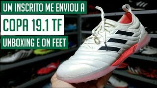 CHUTEIRA ADIDAS COPA 191 TF SOCIETY INITIATOR PACK  UNBOXING E ON FEET [upl. by Rednasxela]