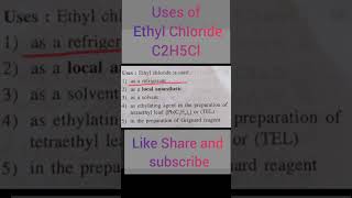 Uses of Ethyl Chlorideइथाइल क्लोराइड के उपयोगalkylhalide neetmost important chemistrytopic12th [upl. by Hametaf]