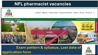 National fertilizer limited jobs  pharmacist NFL jobs  NFL pharmacist exam syllabus or pattern [upl. by Yraccaz]