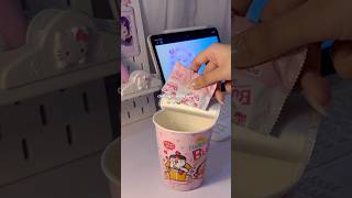 pink snacks asmr 🎀🍜🍵 ramen asmr asmrsounds relaxingasmr asmrfood asmrvideo asmreating [upl. by Rick363]