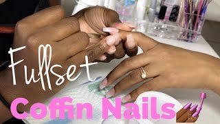 Acrylic Nails Full set Coffin Nail Tutorial [upl. by Notnarb]