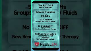 PLUS Trial Balanced vs Unbalanced Crystalloids REBELEM Crystalloids Resuscitation PLUStrial [upl. by Amick412]