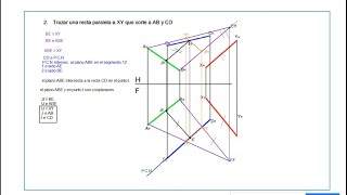 Geometría Descriptiva  Ejercicio de Paralelismo e intersección entre plano y recta [upl. by Locklin]