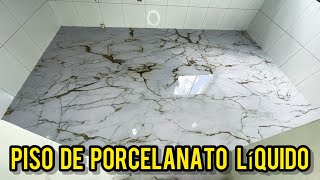 Passo a passo do piso de porcelanato líquido na cozinha 😍 [upl. by Ellinad]